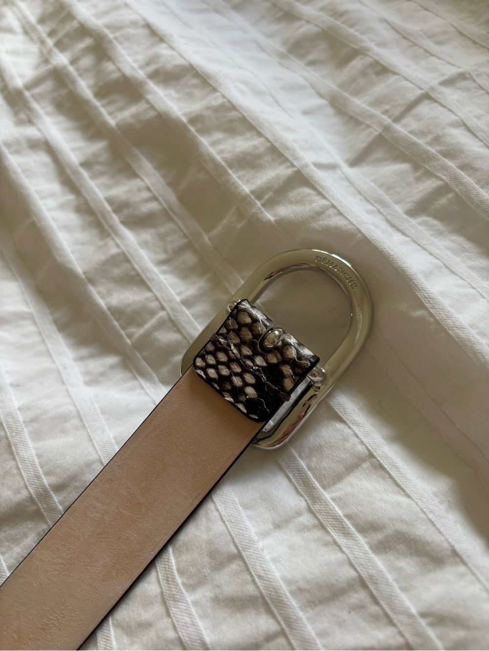 Dehanche Mija Snake Silver Beige Belt Size L - Picture 6 of 11